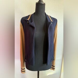 CAbi Navy and Tan Varsity Jacket